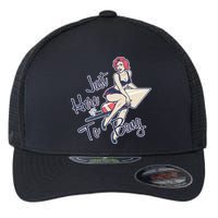 Retro Pin Up Just Here To Bang Flexfit Unipanel Trucker Cap