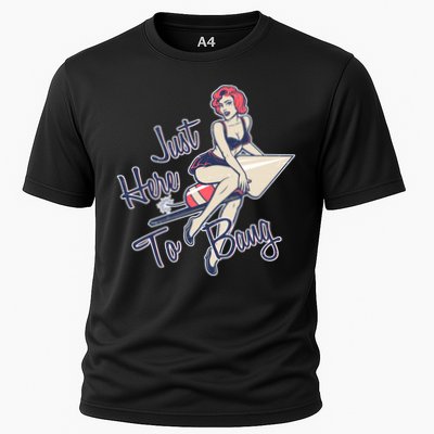 Retro Pin Up Just Here To Bang Performance Shirt
