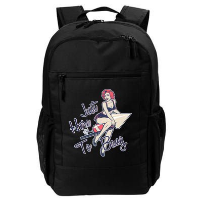 Retro Pin Up Just Here To Bang Backpack