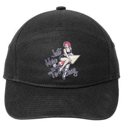 Retro Pin Up Just Here To Bang 7-Panel Snapback Hat