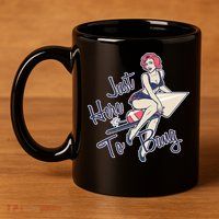 Retro Pin Up Just Here To Bang 11oz C Handle Ceramic Mug