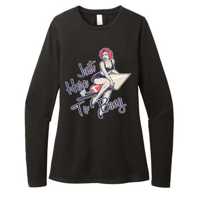 Retro Pin Up Just Here To Bang Womens CVC Long Sleeve Shirt