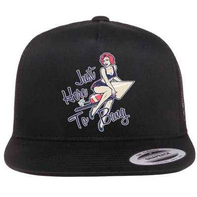 Retro Pin Up Just Here To Bang Flatbill Hat