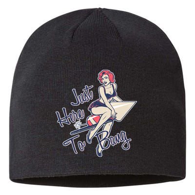 Retro Pin Up Just Here To Bang Sustainable Beanie