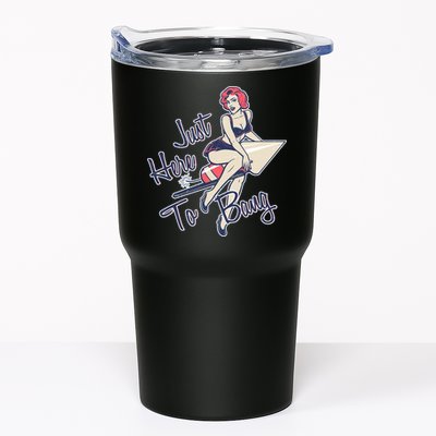 Retro Pin Up Just Here To Bang Tumbler