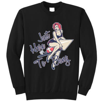 Retro Pin Up Just Here To Bang Tall Sweatshirt