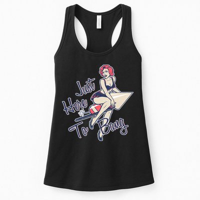 Retro Pin Up Just Here To Bang Womens Tank Top