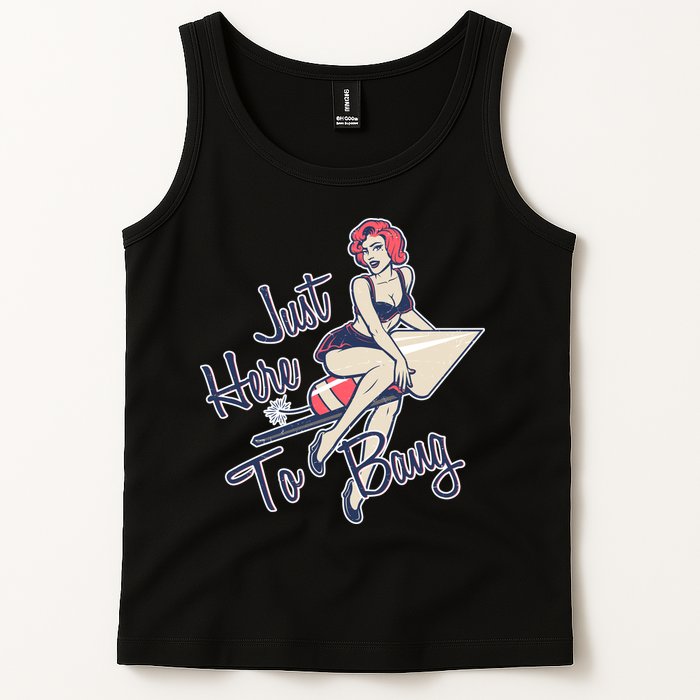 Retro Pin Up Just Here To Bang Tank Top