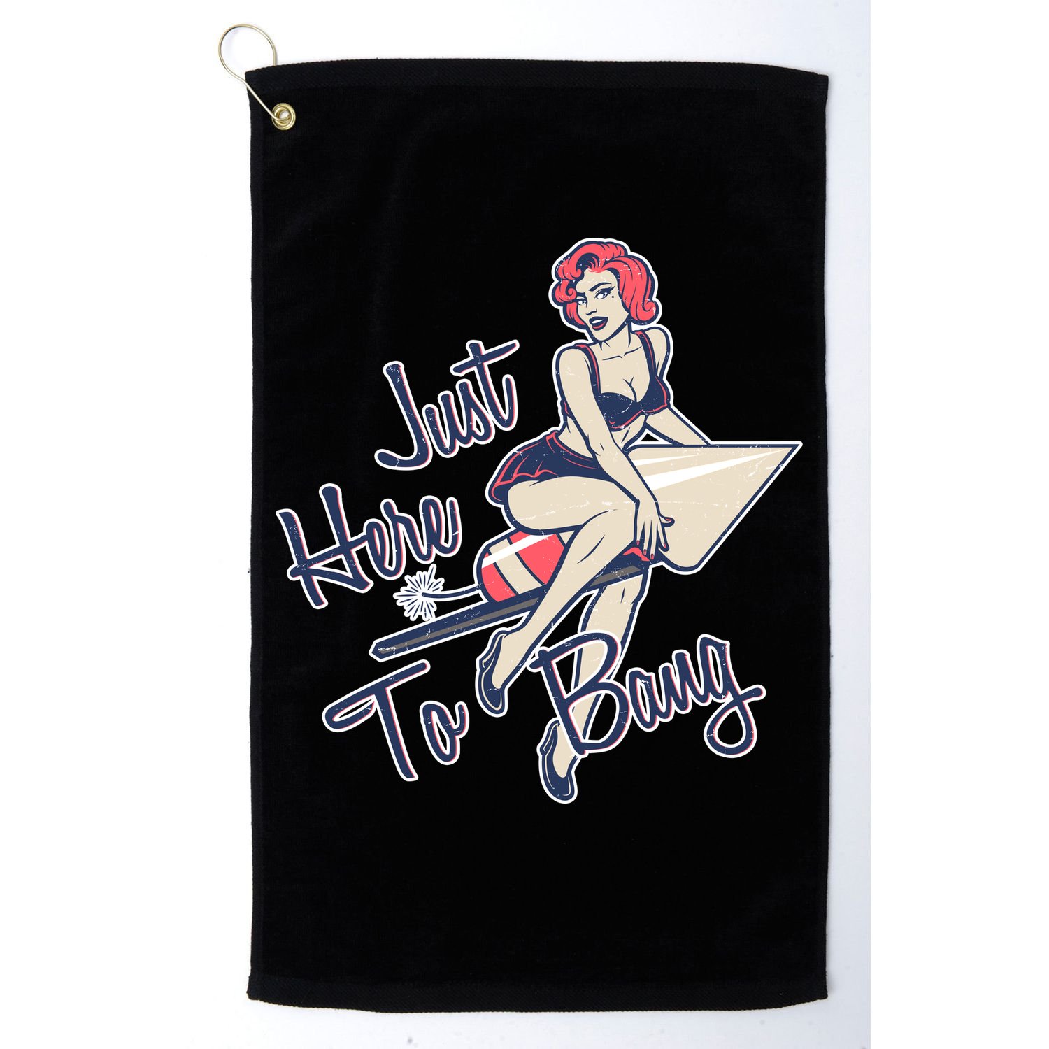 Retro Pin Up Just Here To Bang Golf Towel