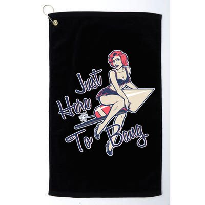 Retro Pin Up Just Here To Bang Platinum Collection Golf Towel