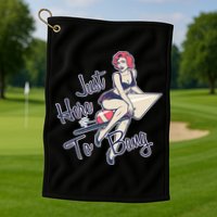 Retro Pin Up Just Here To Bang Golf Towel