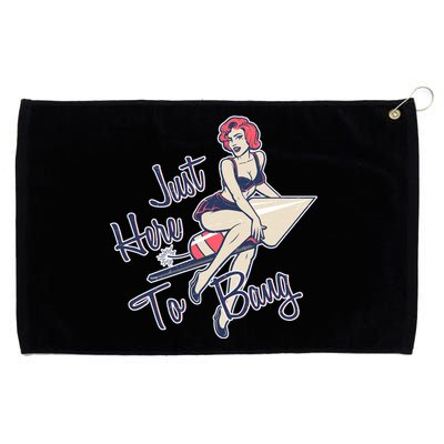 Retro Pin Up Just Here To Bang Grommeted Golf Towel