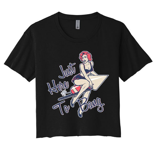 Retro Pin Up Just Here To Bang Crop Top