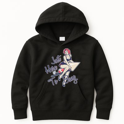 Retro Pin Up Just Here To Bang Kids Hoodie