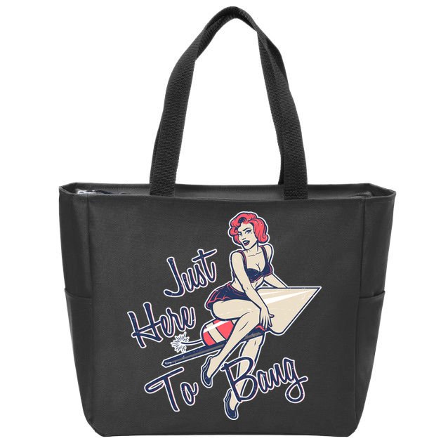 Retro Pin Up Just Here To Bang Zip Tote Bag