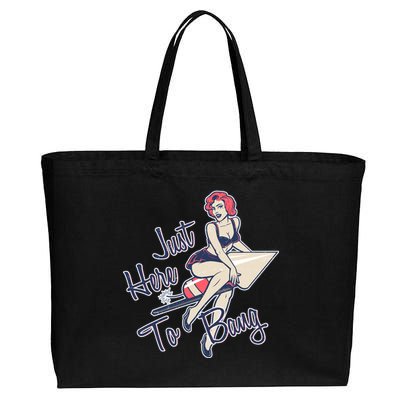 Retro Pin Up Just Here To Bang Cotton Canvas Jumbo Tote