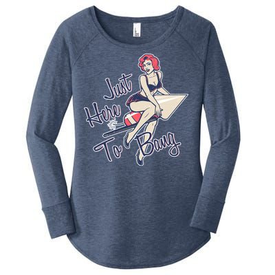 Retro Pin Up Just Here To Bang Women's Perfect Tri Tunic Long Sleeve Shirt