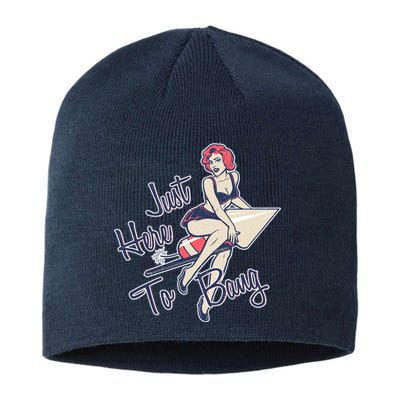 Retro Pin Up Just Here To Bang Sustainable Beanie