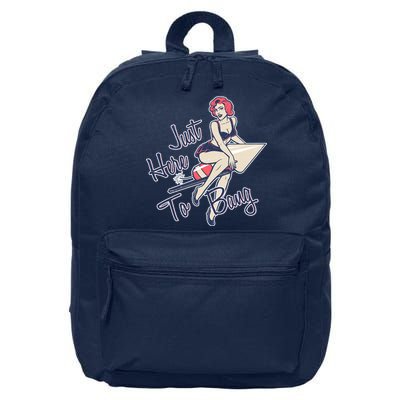 Retro Pin Up Just Here To Bang 16 in Basic Backpack