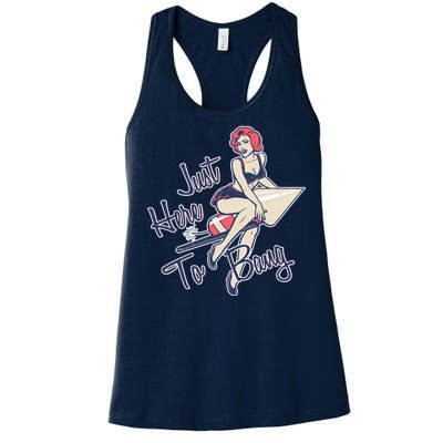 Retro Pin Up Just Here To Bang Women's Racerback Tank