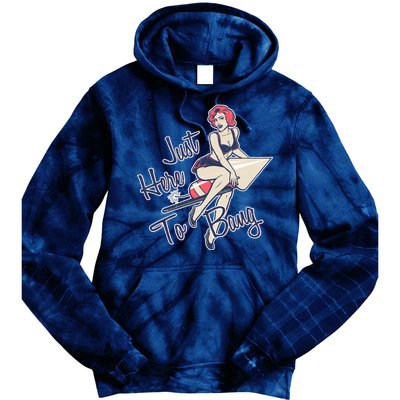 Retro Pin Up Just Here To Bang Tie Dye Hoodie