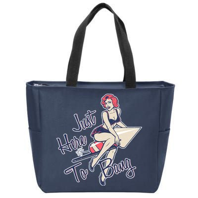 Retro Pin Up Just Here To Bang Zip Tote Bag