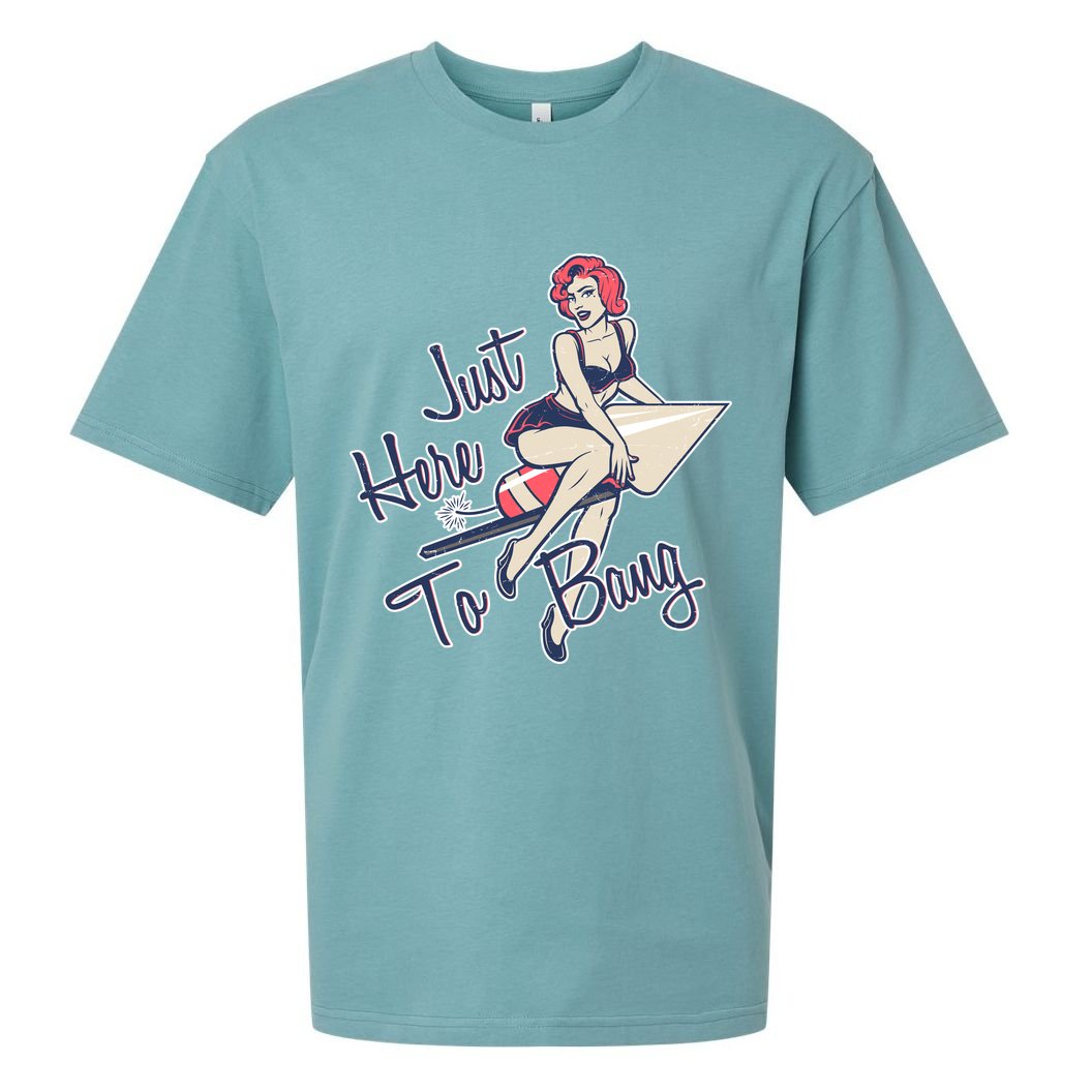 Retro Pin Up Just Here To Bang Sueded Cloud Jersey T-Shirt