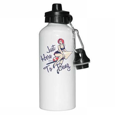 Retro Pin Up Just Here To Bang Aluminum Water Bottle