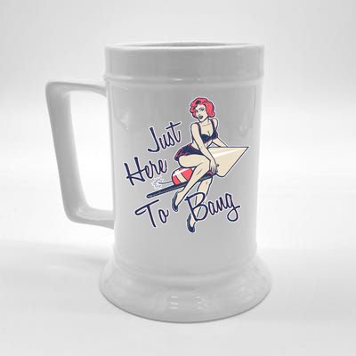 Retro Pin Up Just Here To Bang Beer Stein