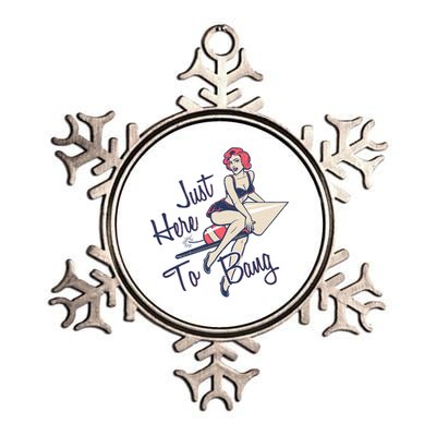 Retro Pin Up Just Here To Bang Metallic Star Ornament