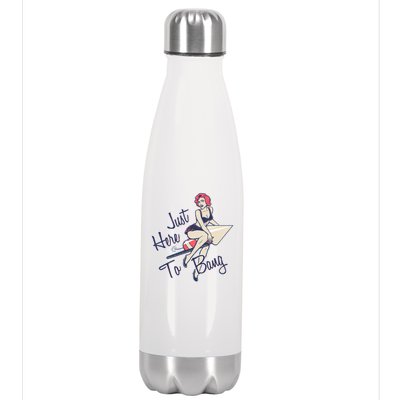 Retro Pin Up Just Here To Bang Stainless Steel Insulated Water Bottle