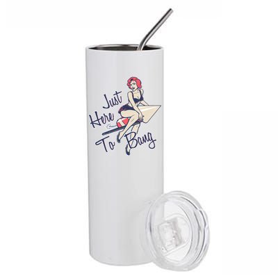 Retro Pin Up Just Here To Bang Stainless Steel Tumbler