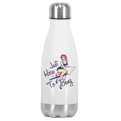 Retro Pin Up Just Here To Bang Stainless Steel Insulated Water Bottle