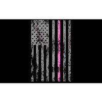 Retro Pink Thin Line Breast Cancer Awareness USA Flag Bumper Sticker