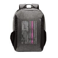 Retro Pink Thin Line Breast Cancer Awareness USA Flag Vector Backpack