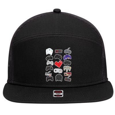 Retro Pixel Remote Love 7 Panel Mesh Trucker Snapback Hat