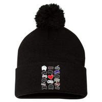 Retro Pixel Remote Love Pom Pom 12in Knit Beanie