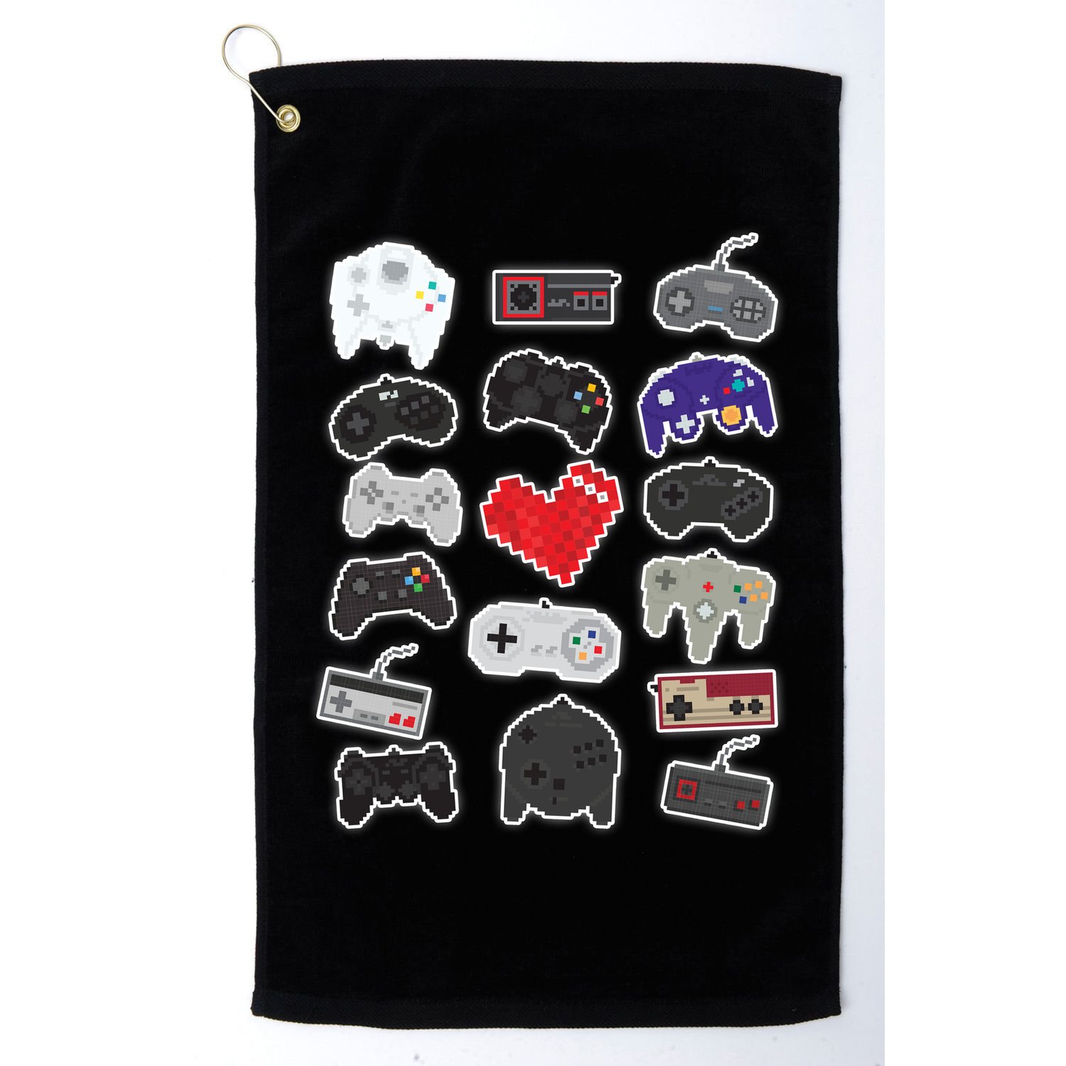 Retro Pixel Remote Love Golf Towel