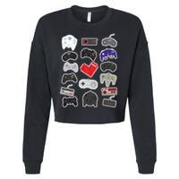 Retro Pixel Remote Love Cropped Pullover Crew
