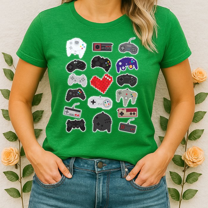 Retro Pixel Remote Love Womens T-Shirt