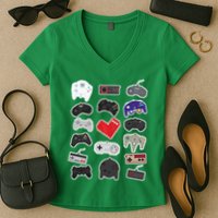 Retro Pixel Remote Love Women's V-Neck T-Shirt