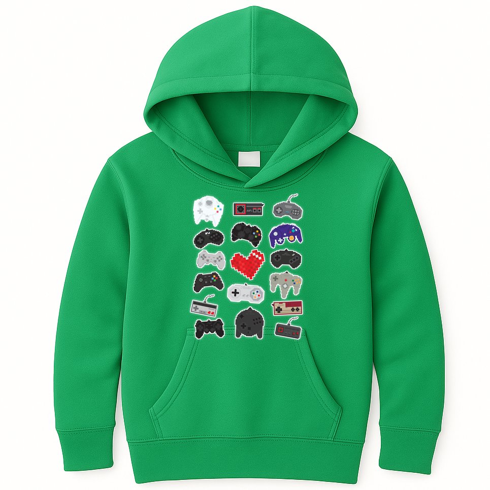 Retro Pixel Remote Love Kids Hoodie