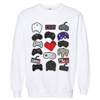 Retro Pixel Remote Love Garment-Dyed Sweatshirt