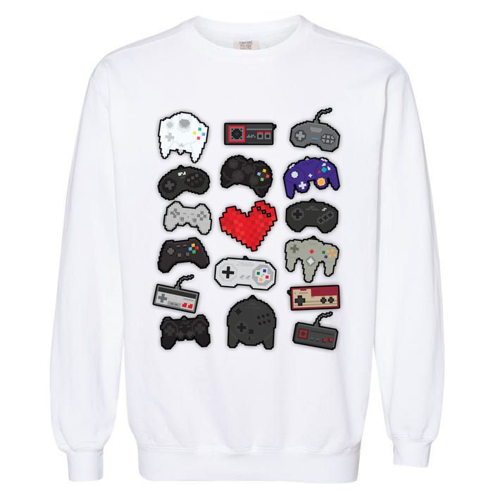 Retro Pixel Remote Love Garment-Dyed Sweatshirt