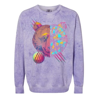 Retro Polygon Bear Vintage 80's Colorblast Crewneck Sweatshirt