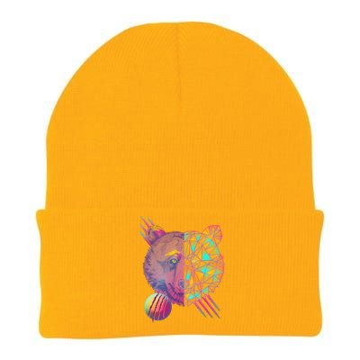 Retro Polygon Bear Vintage 80's Knit Cap Winter Beanie