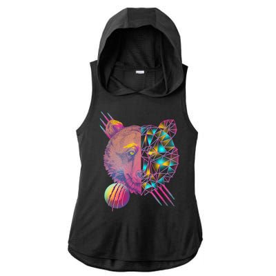 Retro Polygon Bear Vintage 80's Ladies PosiCharge Tri-Blend Wicking Draft Hoodie Tank