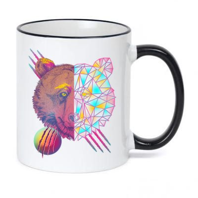 Retro Polygon Bear Vintage 80's 11oz Black Color Changing Mug