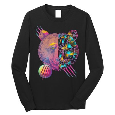 Retro Polygon Bear Vintage 80's Long Sleeve Shirt