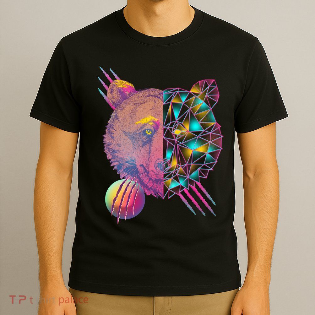 Retro Polygon Bear Vintage 80's T-Shirt